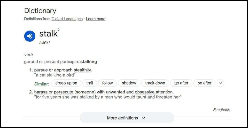definition of 'stalking'